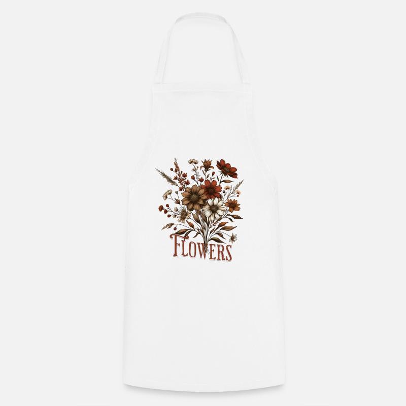 Floral masterpiece in bronze - Cooking Apron - white
