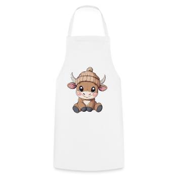 Stier Süß Niedlich Baby Kinder Tier Cartoon - Kochschürze - Weiß - Vorne - AI Model Male 185 dark (185cm)