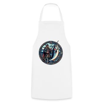 pêche nordique - Tablier de cuisine - blanc - Devant - AI Model Male 185 dark (185cm)
