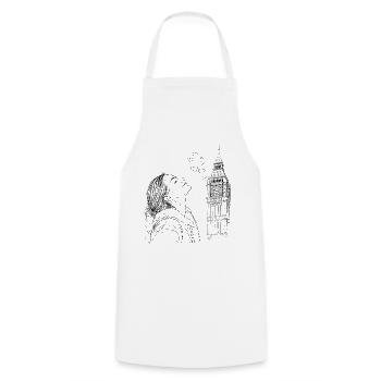 London Big Ben England Frau Herzen Line Art Kunst - Kochschürze - Weiß - Vorne - AI Model Male 185 dark (185cm)