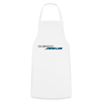 Logo Team Jesus Racing Sport Blanc Bleu - Tablier de cuisine - blanc - Devant - AI Model Male 185 dark (185cm)