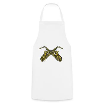 Saxophone croisé - Tablier de cuisine - blanc - Devant - AI Model Male 185 dark (185cm)