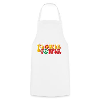 Peace World Peace Flower Power Gift 70s Love - Cooking Apron - white - Front - AI Model Male 185 dark (185cm)
