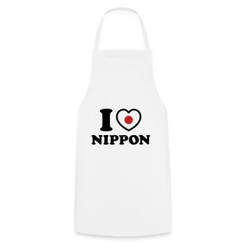 I HEART [LOVE] NIPPON - Cooking Apron - white - Front - AI Model Male 185 dark (185cm)