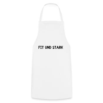 Fit und stark - Kochschürze - Weiß - Vorne - AI Model Male 185 dark (185cm)