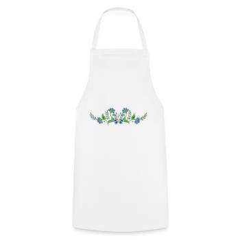 flower blue - Cooking Apron - white - Front - AI Model Male 185 dark (185cm)