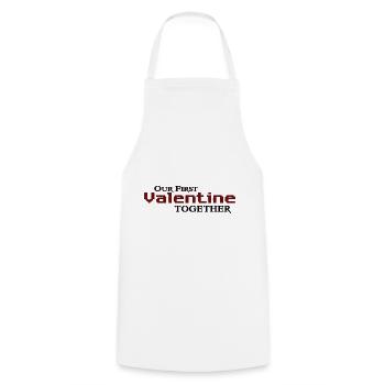 first Valentine together partner look gift love - Cooking Apron - white - Front - AI Model Male 185 dark (185cm)