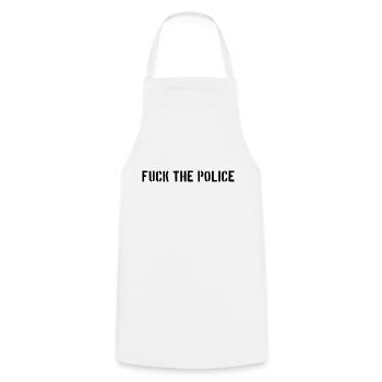 fuck the police police state cops cops cops policeman - Cooking Apron - white - Front - AI Model Male 185 dark (185cm)