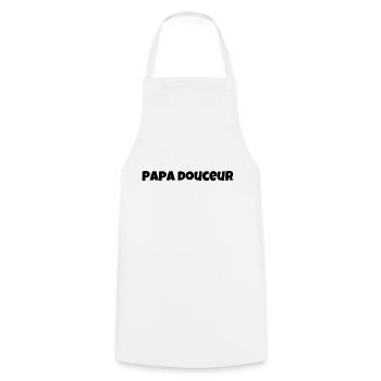 Papa douceur - Tablier de cuisine - blanc - Devant - AI Model Male 185 dark (185cm)