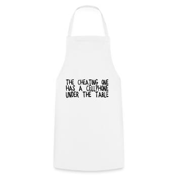 The Cheating One Has A Cellphone Under The Table - Cooking Apron - white - Front - AI Model Male 185 dark (185cm)