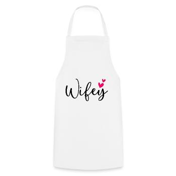 Funny Wifey - Cooking Apron - white - Front - AI Model Male 185 dark (185cm)
