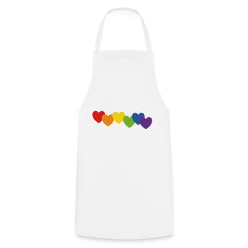 Herzen Regenbogenfarben - Kochschürze - Weiß - Vorne - AI Model Male 185 dark (185cm)
