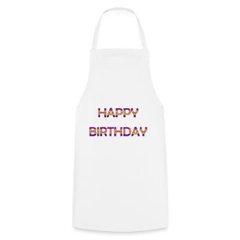 JOYEUX ANNIVERSAIRE. HAPPY BIRTHDAY. ANNIVERSAIRE. - Tablier de cuisine - blanc - Devant - AI Model Male 185 dark (185cm)