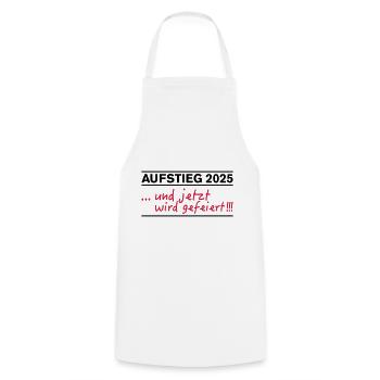 Aufstieg 2025 und jetzt wird gefeiert - Kochschürze - Weiß - Vorne - AI Model Male 185 dark (185cm)