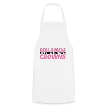 Real Queens Fix Each Other's Crowns 4 - Cooking Apron - white - Front - AI Model Male 185 dark (185cm)