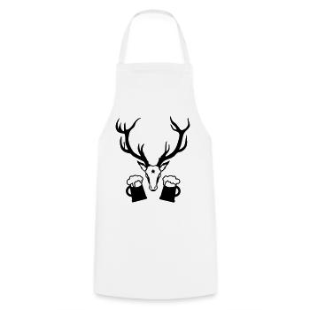 Hirsch Geweih Bier Drinking Team 1c - Kochschürze - Weiß - Vorne - AI Model Male 185 dark (185cm)