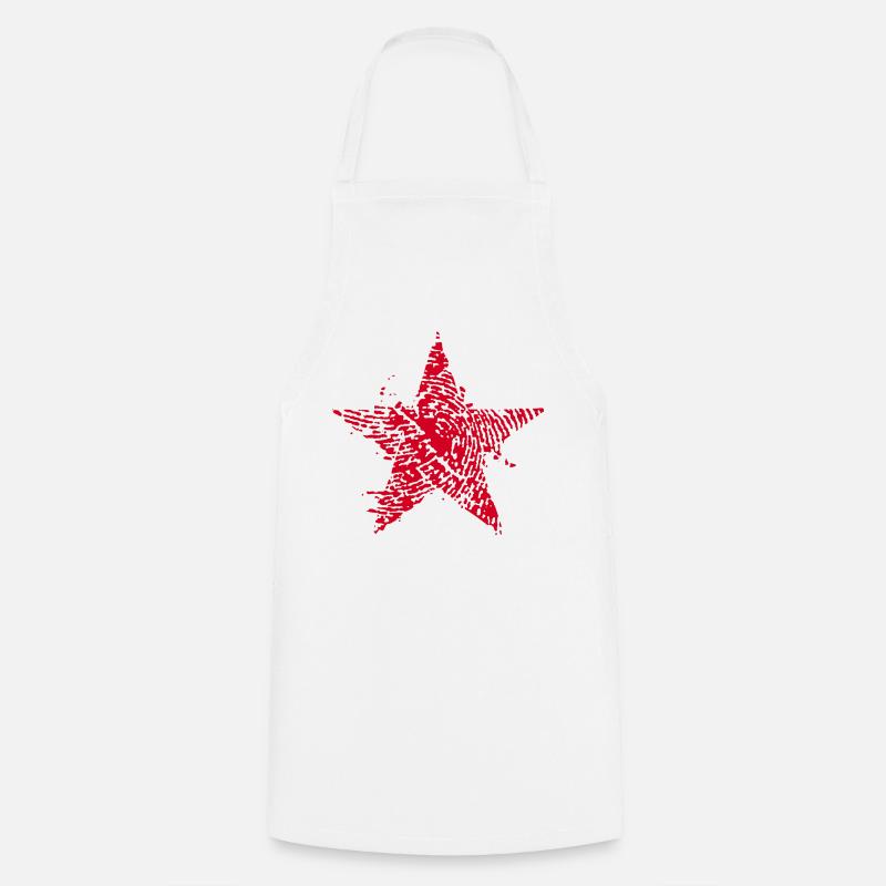 Red star fingerprint - Cooking Apron - white