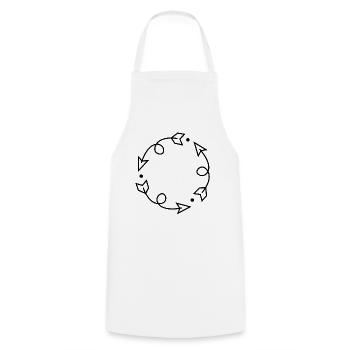 Arrows in Circle - Loops Clock Arrows - Cooking Apron - white - Front - AI Model Male 185 dark (185cm)