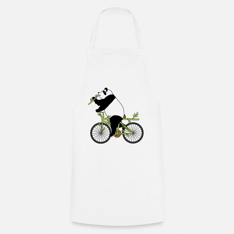 Cycling Bicycle Panda Bambo Bicycle - Cooking Apron - white