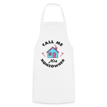 Emménagement Fest Appelez-moi Mme Propriétaire - Tablier de cuisine - blanc - Devant - AI Model Male 185 dark (185cm)