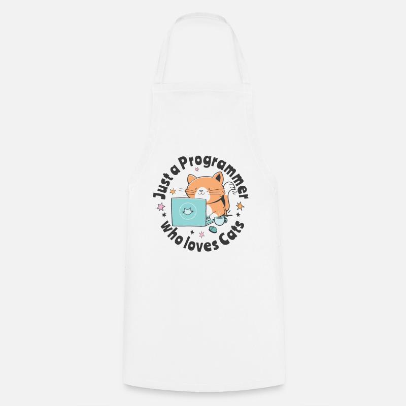 Just a programmer who loves cats - Cooking Apron - white