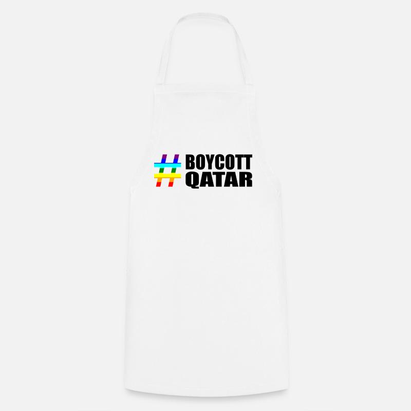 Boycott Qatar Spruch Sprüche Regenbogen - Kochschürze - Weiß