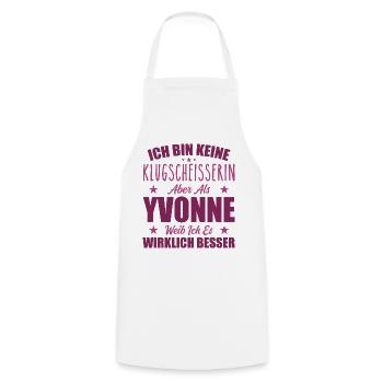 Name Yvonne Vorname Klugscheisserin Namenstag - Kochschürze - Weiß - Vorne - AI Model Male 185 dark (185cm)