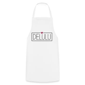 Delulu - Kochschürze - Weiß - Vorne - AI Model Male 185 dark (185cm)