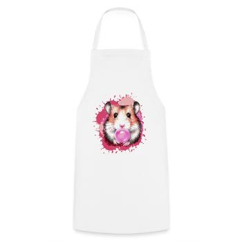 Hamster, graffiti, illustration, chewing gum, bubble - Cooking Apron - white - Front - AI Model Male 185 dark (185cm)