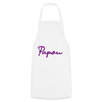 PAPOU. PAPA. FÊTE DES PÈRES. BONNE FÊTE PAPA - Tablier de cuisine - blanc - Devant - AI Model Male 185 dark (185cm)
