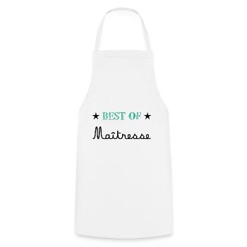 MAÎTRESSE. MAITRE. MERCI. MERCI MAÎTRESSE. ECOLE - Tablier de cuisine - blanc - Devant - AI Model Male 185 dark (185cm)