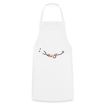 Stéthoscope avec des fleurs - Tablier de cuisine - blanc - Devant - AI Model Male 185 dark (185cm)