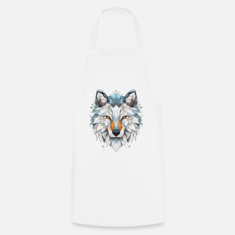 Wolf Geometric - Cooking Apron - white