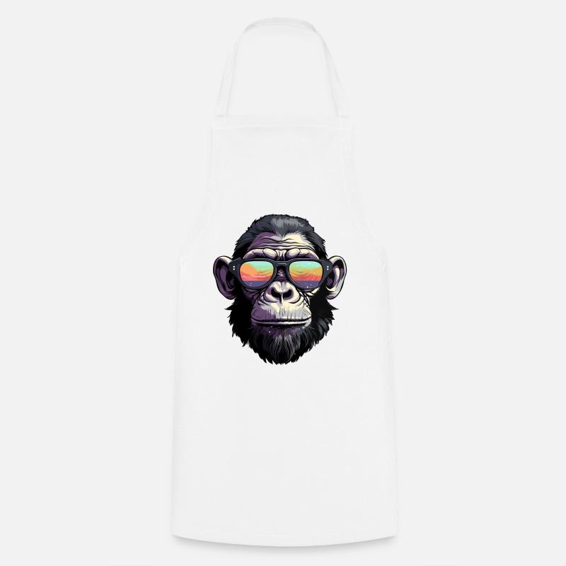 Chimpanzee with sunglasses - Cooking Apron - white