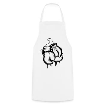 Two boxing gloves in graffiti style - Cooking Apron - white - Front - AI Model Male 185 dark (185cm)