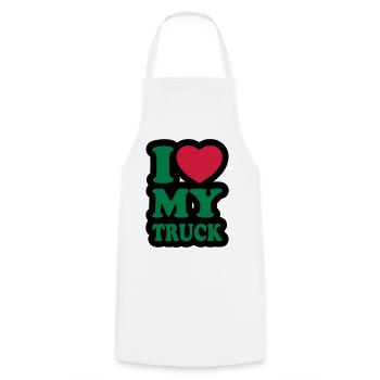 I love my truck - Cooking Apron - white - Front - AI Model Male 185 dark (185cm)