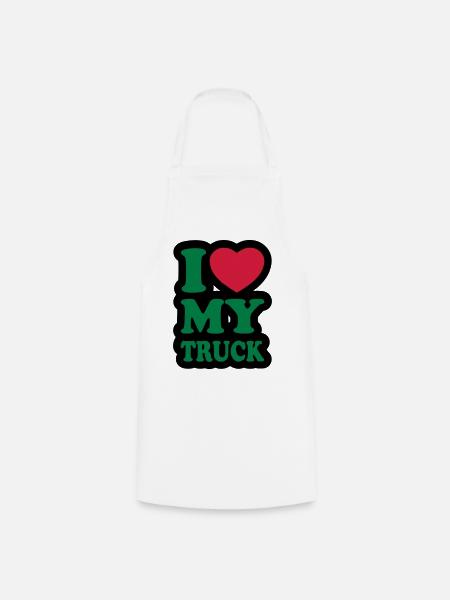 I love my truck - Ich liebe meinen LKW - Kochschürze - Weiß