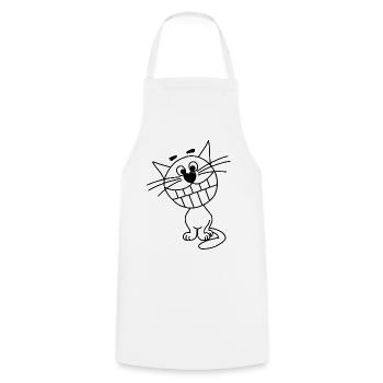 Grinning cat - Cooking Apron - white - Front - AI Model Male 185 dark (185cm)