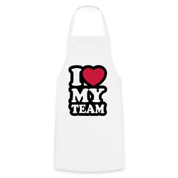 I love my team - Cooking Apron - white - Front - AI Model Male 185 dark (185cm)