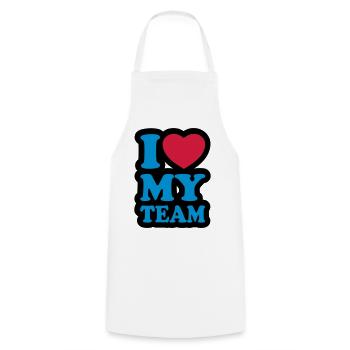 I love my team - Cooking Apron - white - Front - AI Model Male 185 dark (185cm)