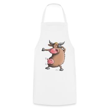 Funny Dab Dance - Cow - Dancing - Cooking Apron - white - Front - AI Model Male 185 dark (185cm)