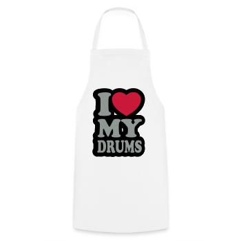 I love my drums - Ich liebe meine Trommeln - Kochschürze - Weiß - Vorne - AI Model Male 185 dark (185cm)