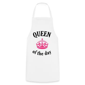 Queen of the day - Cooking Apron - white - Front - AI Model Male 185 dark (185cm)