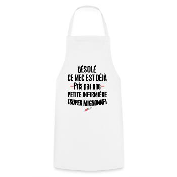 Désolé ce mec est déjà pris par une infirmière - Tablier de cuisine - blanc - Devant - AI Model Male 185 dark (185cm)