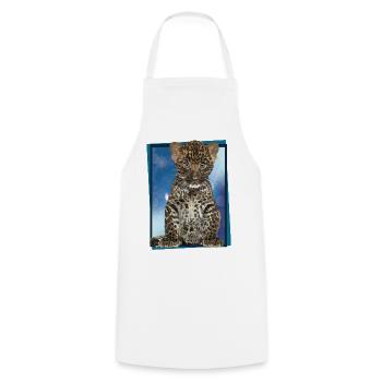 Leopard - Cooking Apron - white - Front - AI Model Male 185 dark (185cm)