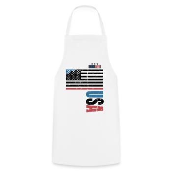 USA Retro Style - Cooking Apron - white - Front - AI Model Male 185 dark (185cm)