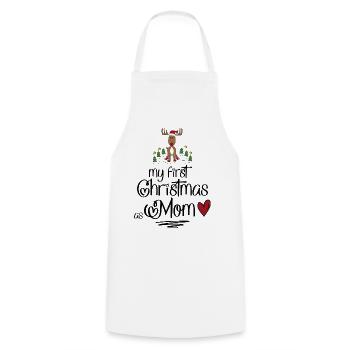 My first Christmas as Mom - Cooking Apron - white - Front - AI Model Male 185 dark (185cm)