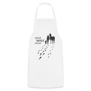 Hund Pferd Reiterin - Never walk alone, Backprint - Kochschürze - Weiß - Vorne - AI Model Male 185 dark (185cm)