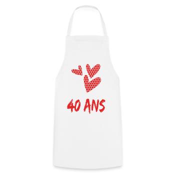 40. 40 ANS. 40e ANNIVERSAIRE. ANNIVERSAIRE 40 ANS. - Tablier de cuisine - blanc - Devant - AI Model Male 185 dark (185cm)