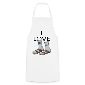 Vintage Red Blue Striped Socks and Sandals - Cooking Apron - white - Front - AI Model Male 185 dark (185cm)